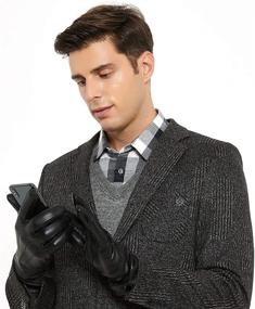 img 4 attached to ZLUXURQ Lambskin Touchscreen Cashmere Comfortable Men's Accessories in Gloves & Mittens