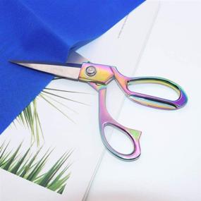 img 1 attached to 🌈 Premium 8 Inch Rainbow Craft Tailor Scissors: Professional Fabric Dressmaker Shears for Precise Cutting - Heavy Duty Stainless Steel, Knife Edge - Ideal for Fabric, Cloth, Leather, Canvas, and More!