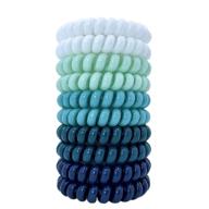 10pcs tanha spiral hair ties - blue teal white, elastic phone cord hair ties, hair coils for women men, ponytail holders logo