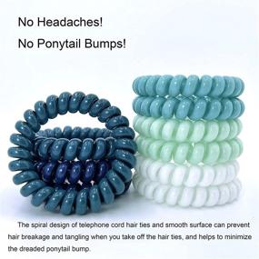 img 3 attached to 10Pcs Tanha Spiral Hair Ties - Blue Teal White, Elastic Phone Cord Hair Ties, Hair Coils for Women Men, Ponytail Holders