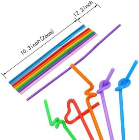 img 3 attached to 200-Pack 10.3 Inch Colorful Flexible Drinking Straws - Individually 🌈 Wrapped Disposable Plastic Straws - Extra Long Flexible Fancy Straws for Parties