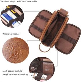 img 1 attached to 🧳 Men's Large Capacity Toiletry Bag - Travel Shaving Dopp Kit with All-In-One Bathroom Toiletries Organizer - Leather Cosmetic Bag in Brown