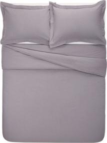 img 2 attached to 🛏️ Amazon Brand – Pinzon Signature Velvet Flannel Duvet Set - Full/Queen Size, Graphite, Heavyweight Cotton