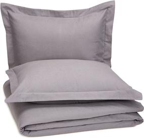 img 3 attached to 🛏️ Amazon Brand – Pinzon Signature Velvet Flannel Duvet Set - Full/Queen Size, Graphite, Heavyweight Cotton