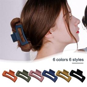 img 1 attached to 📦 6 Pack Big Claw Clips for Women: Non-slip Hair Styling Accessories for Thick Hair - 4 Inch Square & Large Rectangle, Matte Banana Hair Claws Jaw Clips