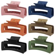 📦 6 pack big claw clips for women: non-slip hair styling accessories for thick hair - 4 inch square & large rectangle, matte banana hair claws jaw clips logo