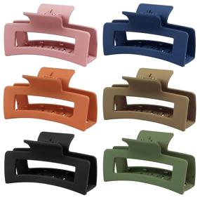 img 4 attached to 📦 6 Pack Big Claw Clips for Women: Non-slip Hair Styling Accessories for Thick Hair - 4 Inch Square & Large Rectangle, Matte Banana Hair Claws Jaw Clips