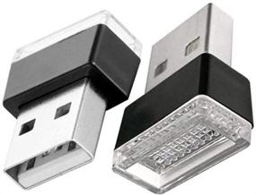 img 4 attached to 🔷 Rumfo Ночь Светодиодная декоративная мини-USB-лампа (2 шт.) Кристально-синий - Универсальная 0,1 Вт автомобильная внутренняя амбиентная лампа для автомобиля, ноутбука, портативного зарядного устройства и других устройств