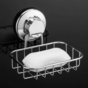 img 1 attached to 🛁 SANNO Super Strong Vacuum Suction Cup Soap Dish Holder – Bathroom Shower Soap Tray and Sponge Holder for Shower, Bathroom, Tub, and Kitchen Sink – Durable Stainless Steel Construction