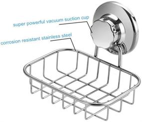 img 3 attached to 🛁 SANNO Super Strong Vacuum Suction Cup Soap Dish Holder – Bathroom Shower Soap Tray and Sponge Holder for Shower, Bathroom, Tub, and Kitchen Sink – Durable Stainless Steel Construction
