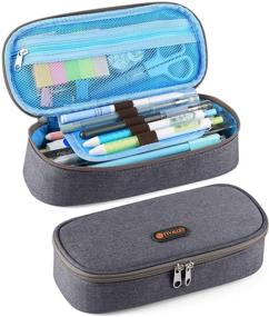 img 4 attached to ✏️ Grey Oxford Stationery Box, TTVALLEY Pencil Case Pen Case for Efficient Desk Supplies Organization