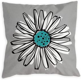 img 3 attached to 🌼 COLORPAPA Teal Pillow Covers 18x18 Set of 4: Turquoise and Grey Modern Daisy Decorative Throw Pillow Covers for Couch, Living Room, Bed, or Outdoor Home Decor