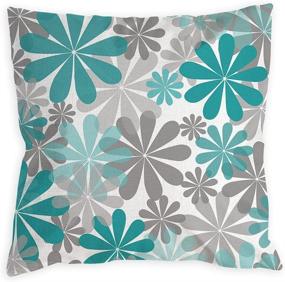 img 1 attached to 🌼 COLORPAPA Teal Pillow Covers 18x18 Set of 4: Turquoise and Grey Modern Daisy Decorative Throw Pillow Covers for Couch, Living Room, Bed, or Outdoor Home Decor