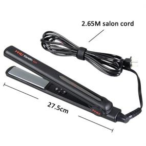 img 3 attached to 🔥 MHU Hair Straightener 1 Inch - Instant Heat, Tourmaline Ceramic Floating Plates, Keratin Ion Flat Iron - Auto Shut-Off and Adjustable Temperature - Black