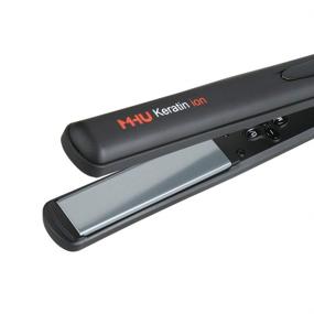 img 1 attached to 🔥 MHU Hair Straightener 1 Inch - Instant Heat, Tourmaline Ceramic Floating Plates, Keratin Ion Flat Iron - Auto Shut-Off and Adjustable Temperature - Black