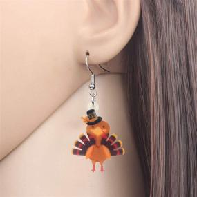 img 3 attached to 🦃 Stylish WEVENI Acrylic Thanksgiving Pumpkin Turkey Earrings: Anime Chicken Dangle Drop Fashion Jewelry for Women & Girls – Perfect Gift