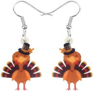 🦃 stylish weveni acrylic thanksgiving pumpkin turkey earrings: anime chicken dangle drop fashion jewelry for women & girls – perfect gift logo