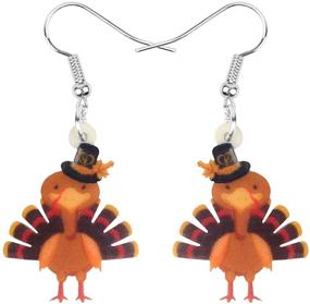 img 4 attached to 🦃 Stylish WEVENI Acrylic Thanksgiving Pumpkin Turkey Earrings: Anime Chicken Dangle Drop Fashion Jewelry for Women & Girls – Perfect Gift