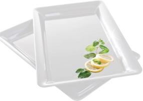 img 1 attached to 🍽️ Decorative Disposable Rectangle Plastic Platters for Food Service Equipment & Supplies