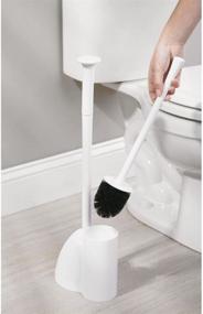 img 1 attached to 🚽 mDesign White Toilet Bowl Brush and Plunger Combo Set with Caddy - Modern Slim Freestanding Design for Bathroom Storage and Organization - Covered Brush with Lid, 2 Pack