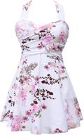 👗 cocopear women's elegant crossover one piece swimdress with floral skirt | fba logo