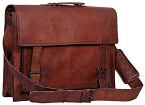 img 4 attached to 👜 18-inch Handmade Leather Messenger Bag for Men and Women - Distressed Leather Briefcase with Laptop Compartment, Best Computer Satchel for School by Komal's Passion Leather (Single Pocket)