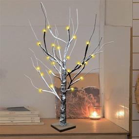 img 4 attached to TIDYON Lighted Birch Tree 2FT: 24 LED Tabletop Tree for Festive Decorations 🎄 – Battery Powered, Prelit Artificial Birch Trees for Christmas, Thanksgiving, Wedding Parties - Indoor/Outdoor Use