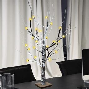 img 3 attached to TIDYON Lighted Birch Tree 2FT: 24 LED Tabletop Tree for Festive Decorations 🎄 – Battery Powered, Prelit Artificial Birch Trees for Christmas, Thanksgiving, Wedding Parties - Indoor/Outdoor Use