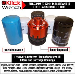 img 2 attached to Klick Wrench Torque Limiting Oil Filter Wrench for Toyota Lexus Scion 2.0-5.7L Engines with 64mm Cartridge Style Oil Filters - Fits 14 & 15 Flute 77mm, 76mm, 75mm, 74mm, 73mm - Red Heavy Duty