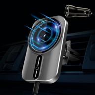 waitiee magnetic wireless car charger: 360° adjustable auto-alignment fast charging with qc3.0 car adapter - compatible with iphone 12 series - air vent phone holder included logo