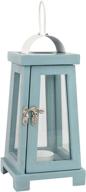 🏮 stonebriar coastal worn wooden tea candle lantern: rustic light blue décor accent, 10.6 inch logo
