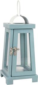 img 4 attached to 🏮 Stonebriar Coastal Worn Wooden Tea Candle Lantern: Rustic Light Blue Décor Accent, 10.6 Inch