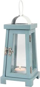 img 2 attached to 🏮 Stonebriar Coastal Worn Wooden Tea Candle Lantern: Rustic Light Blue Décor Accent, 10.6 Inch