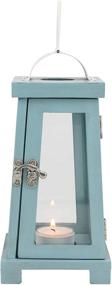 img 3 attached to 🏮 Stonebriar Coastal Worn Wooden Tea Candle Lantern: Rustic Light Blue Décor Accent, 10.6 Inch