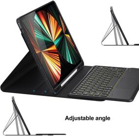 img 2 attached to 📱 Feitenn iPad Pro 12.9 Keyboard Case 2021 with Touchpad, Backlit Detachable Wireless Bluetooth, Folio Leather Cover, Pencil Holder, Sleep/Wake Stand Keyboard for iPad Pro 12.9'' 2021 - Black