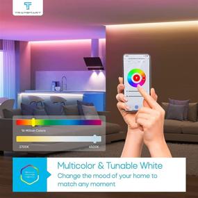 img 2 attached to 🌈 16.4ft Voice Control Smart LED Strip Lights for Alexa and Google Home (No Hub Needed) - Music Sync, RGB CCT, 16 Million Colors Changing - App-Controlled WiFi Light Strip for Bedroom and Kitchen Decoration