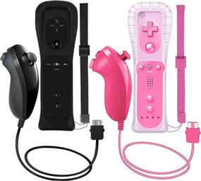 img 4 attached to 🎮 ZeroStory 2-Packs Wireless Controller and Nunchuck for Wii and Wii U Console, Gamepad with Silicone Case and Wrist Strap - Black/Pink