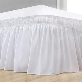 img 2 attached to 🛏️ Biscaynebay Queen Size Wrap Around Bed Skirt, 18" Drop Length, White Elastic Dust Ruffle - Easy Fit, Wrinkle & Fade Resistant, Silky Luxurious Fabric, Solid Color, Machine Washable