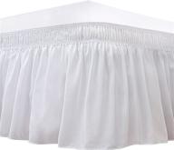 🛏️ biscaynebay queen size wrap around bed skirt, 18" drop length, white elastic dust ruffle - easy fit, wrinkle & fade resistant, silky luxurious fabric, solid color, machine washable логотип