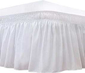 img 4 attached to 🛏️ Biscaynebay Queen Size Wrap Around Bed Skirt, 18" Drop Length, White Elastic Dust Ruffle - Easy Fit, Wrinkle & Fade Resistant, Silky Luxurious Fabric, Solid Color, Machine Washable