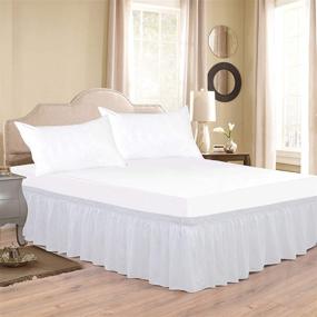 img 3 attached to 🛏️ Biscaynebay Queen Size Wrap Around Bed Skirt, 18" Drop Length, White Elastic Dust Ruffle - Easy Fit, Wrinkle & Fade Resistant, Silky Luxurious Fabric, Solid Color, Machine Washable