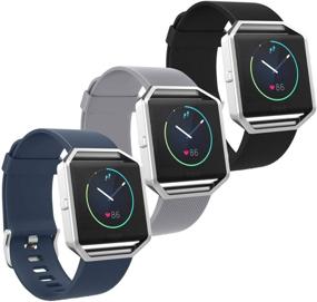 img 4 attached to 💪 SKYLET Soft Silicone Replacement Bands for Fitbit Blaze - 3 Pack with Stainless Steel Frame for Men and Women