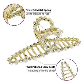 img 2 attached to 💇 Large Metal Hair Claw Clip for Women - 4.7 Inch Gold Hair Barrette with Strong Hold - Non-slip Jaw Hair Clips - Suitable for Thick and Thin Hair - 6 Pack