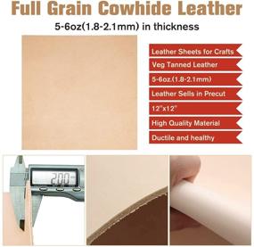 img 3 attached to 🔆 Veg Tanned Full Grain Leather Hide Tooling Leather Squares - 1.8-2.1mm Thickness - Precut Leather Pieces for Crafting, Sewing, Hobby Workshop - Cowhide Leather Sheet (12"x12")