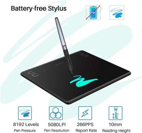 img 2 attached to Huion HS64 Graphics Tablet for OSU! and Digital Drawing - 8192 Battery-Free Stylus, 4 Express Keys, Perfect for Distance Education and Web Conferencing
