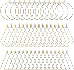 img 4 attached to 120-Piece Beading Hoop Earrings Set for Jewelry Making - Round, Triangle, Rhombus Geometric Earring Hoops in Gold and White K - Bulk Jewelry Making Supplies for DIY Crafts