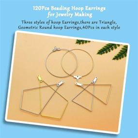 img 3 attached to 120-Piece Beading Hoop Earrings Set for Jewelry Making - Round, Triangle, Rhombus Geometric Earring Hoops in Gold and White K - Bulk Jewelry Making Supplies for DIY Crafts