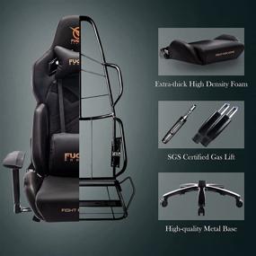 img 1 attached to 🎮 Fuqido Big and Tall Gaming Chair - The Ultimate PC Racing Computer Chair with Adjustable 3D Armrest, Headrest, and Lumbar Support - Expensive Office Chair Swivel Game Chair (Black)