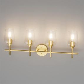 img 3 attached to 🚿 Vintage Gold Bathroom Vanity Light Fixture - Ralbay 4-Lights Wall Lighting with Clear Glass - Gold Vanity Lights for Mirrors