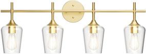 img 4 attached to 🚿 Vintage Gold Bathroom Vanity Light Fixture - Ralbay 4-Lights Wall Lighting with Clear Glass - Gold Vanity Lights for Mirrors